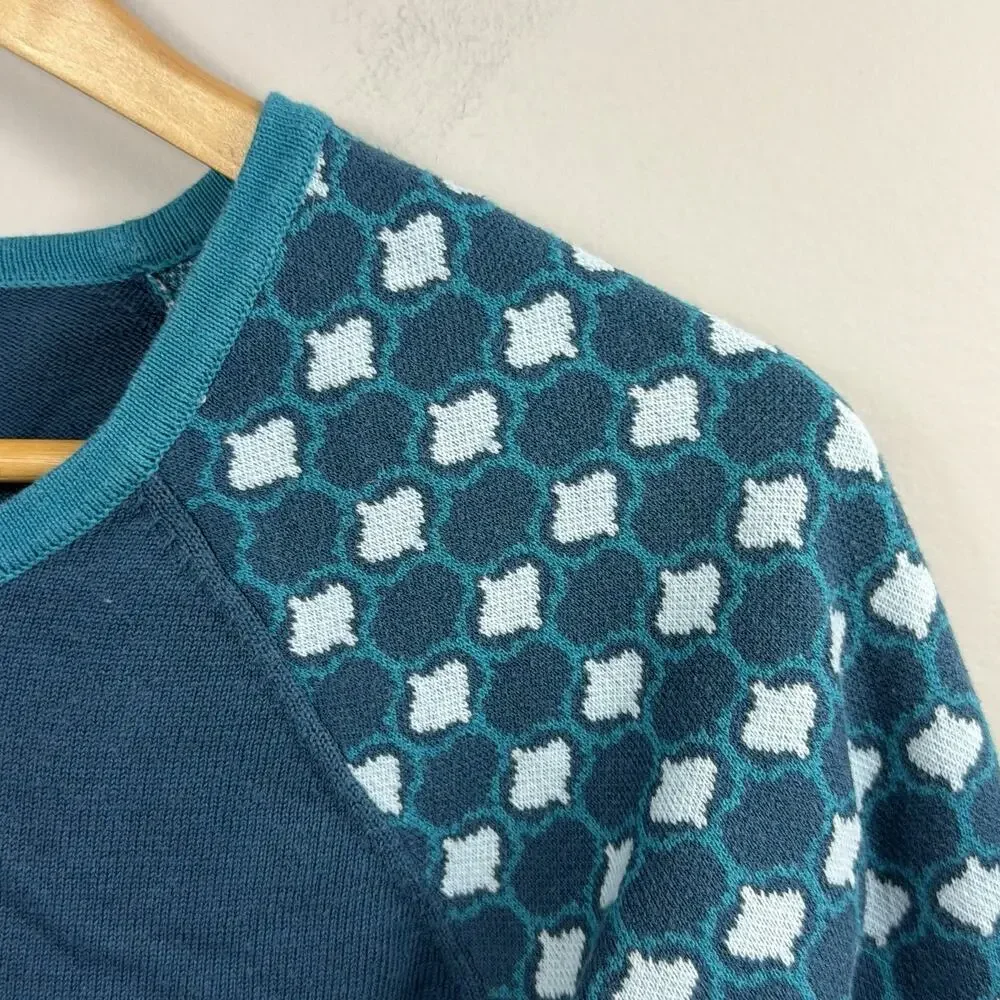 Title Nine Cotton Blend Teal Blue Raglan Sleeve Sweater Size S - Picture 3 of 9